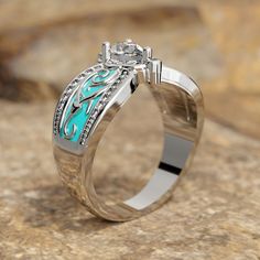 Discover Serene Western's Azure Wings ring, inspired by Western butterflies, in platinum with turquoise and zirconia. A statement ring that makes a statement and is stylish. Western Butterfly, Wings Ring, Turquoise Butterfly, Stylish Rings, Butterfly Ring, Ring Sale, Western Jewelry, Men's Rings, Silver Turquoise