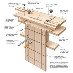 a woodworking workbench with instructions on how to build it