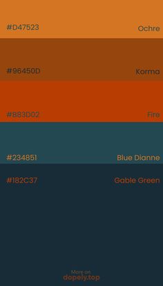 an orange, blue and green color scheme with the names of different colors on it