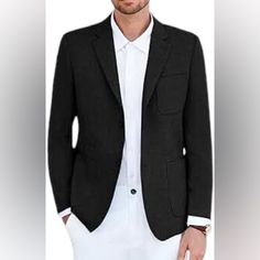 Grace Karin Mens Black Blazer Casual Lightweight Sport Coat Slim Fit Suit Jacket. Size Large. Measurements In Pictures. Blazer Jacket Features Premium Fabrics And Impeccable Stitching. Unlike Cheaper Suits, It Is Wrinkle-Resistant, Ensuring You Always Exude Sophistication And Elegance. It's A Must-Have Suit In A Man's Wardrobe. Design Of Suit Blazer: This Slim Fit Sport Coat Features Notched Lapels, Two-Button Closure, Double Vents At The Back, One Patch Pocket On The Left Chest, Two Real Front Black Business Casual Blazer With Welt Pockets, Black Business Casual Sport Coat With Welt Pockets, Black Sport Coat With Welt Pockets For Business Casual, Black Blazer With Welt Pockets, Black Blazer With Welt Pockets For Office, Semi-formal Black Sport Coat With Welt Pockets, Professional Black Blazer With Welt Pockets, Professional Black Single Breasted Sport Coat, Black Sport Coat With Notch Lapel And Pockets