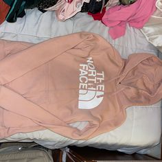 Never Worn Without Tag Great Condition Pink Hooded Outerwear With Letter Print, Pink Crew Neck Outerwear With Letter Print, Pink Fleece Hoodie For Spring, Pink Letter Print Winter Outerwear, Pink Hoodie With Adjustable Hood For Spring, Pink Adjustable Hood Sweatshirt For Spring, Pink Spring Sweatshirt With Adjustable Hood, Spring Pink Sweatshirt With Adjustable Hood, Pink The North Face Outerwear For Spring