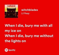 a red background with an image of a castle and the words witchblades lit peep