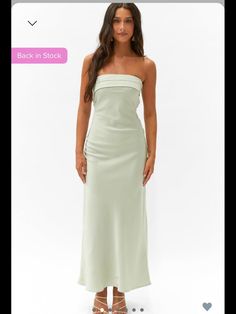 Sage Strapless maxi-dress #prom #weddingguest   New with tags Strapless Sage Green Dress, Sage Dress Outfit, Pastel Cocktail Dress, Light Green Maxi Dress, Soft Green Dress, Cowl Draping, Pale Green Dress, Bridesmaids Styles, Sage Maxi Dress