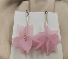 acrylic flower earrings material: base metal zircons - crystals acrylic DIMENSIONS: 6.8 cm x 3 cm COLOUR: gold, pink OTHER: anti-allergic studs Acrylic Pink, Flower Drop Earrings, Acrylic Flower, Family Jewellery, Acrylic Flowers, Modern Family, Lithuania, Jewelry Bags, Pink Flower