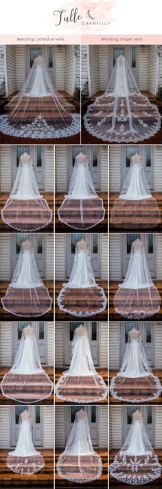 wedding veils are arranged on top of each other