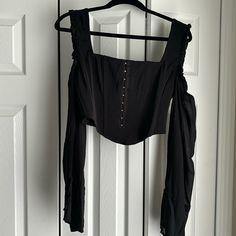 Black Off The Shoulder Fashion Nova Top. Zips Up In Back, Never Worn Black Gothic Crop Top For Summer, Black Gothic Crop Top For Spring, Gothic Black Crop Top For Spring, Black Gothic Blouse For Spring, Gothic Black Blouse For Spring, Gothic Black Blouse For Night Out, Goth Clothing, Fashion Nova Tops, Tops Fashion