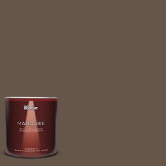 a can of behrorma's marjoiee paint on a brown background