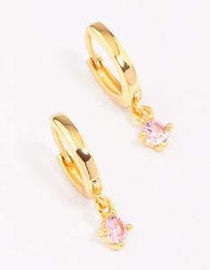 Curate the stack of your dreams with this gorgeous set of gold plated hoop earrings. These hoops are crafted from genuine sterling silver, and plated with real gold for a luxe finish. These hoops feature a fine silhouette, adorned with pink-coloured cubic zirconia crystals for a pop of colour. Dimensions: Length 10mm x Width 10mm Gold Plated, Sterling Silver Backing Type: Hinge Back | Lovisa Gold Plated Sterling Silver Cubic Zirconia Charm Hoop Earrings Pretty Stacks, Cubic Zirconia Hoop Earrings, Stacked Jewelry, Pretty Jewellery, Christmas Wishlist, Gold Plated Sterling Silver, Piercing Jewelry, Real Gold, Cute Jewelry