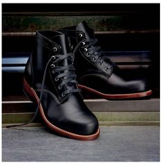 Handmade Men Black Casual Leather Ankle Boots Lace Up Ankle High Boots Wolverine 1000 Mile Boots, Mens Biker Boots, 1000 Mile Boots, Wolverine 1000, Wolverine 1000 Mile, Classic Black Boots, Quality Leather Boots, Mens Footwear, Custom Design Shoes