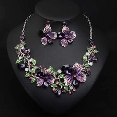 Whether you are the bride to be, or a bridesmaids, or the mother of the bride, this Bridal Jewelry is
perfect for just about anyone! Rhinestone Jewelry Set, Crystal Jewelry Sets, Fashion Jewelry Sets, Wedding Bridal Jewellery, Floral Necklace, Enamel Flower, Floral Jewellery, Rhinestone Jewelry, Wedding Jewelry Sets