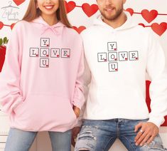 🤍This Valentine hoodie/sweatshirt is the perfect gift for anyone. Our products are high quality, soft and comfy. Every product we sell made by hand with care and excitement. 🟢HOW TO ORDER 🟢 1. Check and Review ALL Photos 📷 2. Select Your T-Shirt Size and T-Shirt Color from drop down menus ✨ 3.Select Your Design Print Color from images and mention in personalization section 🎨 4. Add to cart & place order 🛒 We're constantly striving to provide excellent service. We'd love to get your feedbac White Hooded Sweatshirt Gift, Long Sleeve Hoodie With Letter Print For Gift, White Letter Print Hoodie For Gift, Casual Hoodie Sweatshirt For Gift, Casual Hoodie Sweatshirt As Gift, Valentine's Day Casual Hoodie With Letter Print, Cotton Crew Neck Hoodie For Valentine's Day, Graphic Print Long Sleeve Hoodie For Gift, Graphic Print Long Sleeve Hoodie As A Gift