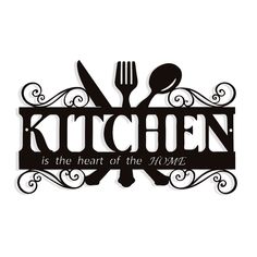 the kitchen is the heart of the home sign with utensils and spoons