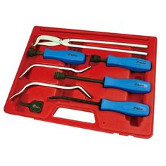 a tool set with tools in it on a red tray