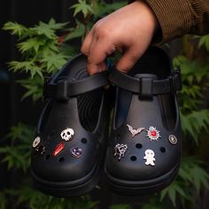 🖤 Unique Goth and Halloween themed shoe charms for your clogs. Give your shoes some spooky personality and make them your own ✨👻 Guaranteed to spice up your clogs and make them look incredibly cute. 🕸️ Thoughtfully handmade in Melbourne 🕸️ Easy to use/install on your clogs 🕸️ Heaps of cute and spooky charms to choose from ✨Free gift included for orders of 5+ charms✨ Price is for a single charm. Size varies per item. Shipped from Melbourne, Australia - shipping price is not inclusive of trac Goth Crocs, Halloween Crocs, Jibbitz For Crocs, Clog Shoe, Black Crocs, Cute And Spooky, Crocs Jibbitz, Halloween Accessories, Shoe Clips