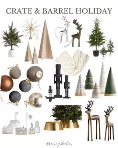 a collage of christmas decorations and trees