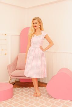 "Pink Gingham Dress Pink Plaid Dress Pink Checker Dress Pink Pin Up Dress Rockabilly Dress Sundress Pink Women Summer Dress Pink Party Dress ✂ This item is made to order. If you would like to have it in a different color or print, just choose from any of our available fabrics in our shop. ✂ For custom sizing, please see our FAQ below or message us for details. 👗 To view other dress patterns : https://etsy.me/2TwkanN 🌈 For more fabric options : https://etsy.me/36v3McI Gorgeous keyhole neckline Fitted Plaid Dress For Garden Party, Spring Retro Gingham Dress, Plaid Square Neck Dress For Garden Party, Square Neck Plaid Dress For Garden Party, Retro Gingham Dress For Spring, Retro Knee-length Picnic Dress, Retro Gingham Plaid Dress For Spring, Retro Knee-length Dress For Picnic, Gingham Short Sleeve Midi Dress For Picnic