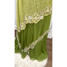 Lime Green Asymmetrical Indo-Western Dress This piece blends bold style with vibrant elegance, featuring a one-shoulder design adorned with chic detailing that adds a modern allure. Size large 40 Luxury Semi-stitched Green Sharara, Luxury Green One-shoulder Asymmetrical Dress, Lehenga Gown, Hand Work Blouse, Brass Accessories, Indo Western Dress, Ready To Wear Saree, Chaniya Choli, Half Saree