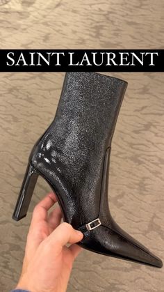 Saint Laurent "Faubourg" ankle boots in in shiny calf leather
3.75 in / 95 mm narrow block heel
Pointed toe
Buckle strap accent at vamp
Side zip eases dress
Made in Italy Ysl Glitter Boots, Buckle Ankle Boots, Leather Buckle, Designer Heels, Chunky Heels, Side Zip, Calf Leather, Black Boots, Neiman Marcus