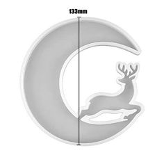 the moon and deer are shown with measurements for each piece in this image, it is white