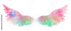 watercolor wings on white background