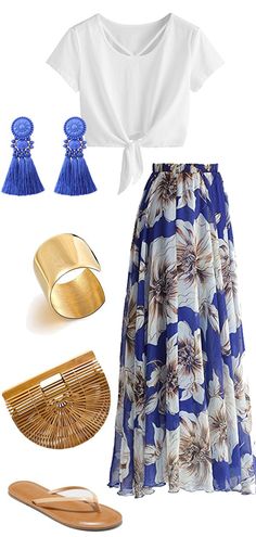 Comfortable Skirt Outfits, Maxi Skirt Outfit Summer 2023, Shoes For Women Over 70, Hot Summer Work Outfits Casual, Long Floral Skirt Outfit Summer, Summer Maxi Skirt Outfits, Ladies Summer Outfits, Long Maxi Skirt Outfits, Cute Comfortable Outfits