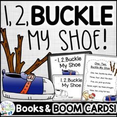 two books about shoes with the words, i 2 buckle my shoe and an image of a