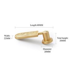 an image of a pair of gold cufflinks with measurements for each side and the length