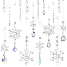 PRICES MAY VARY. Package content: this package comes with 8 pieces of Christmas snowflake ornaments and 8 pieces of acrylic icicle decorations, rich content and ideal combination to meet your use and replacement needs Exquisite design: these crystal christmas ornaments can reflect clearly, which are designed with nice workmanship, exquisite and beautiful, these decorations will catch different of lights on your Christmas tree and bring with you a nice suing effect Reliable material: these crysta Christmas Snowflakes Decorations, Crystal Christmas Tree, Hanging Crystal, Crystal Christmas, Crystal Snowflakes, Jewelry Making Kits, Snowflake Decorations, Resin Design, Jewelry Making Kit