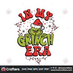 grinch era svg cut file with santa's hat and the grinch