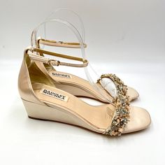 Badgley Mischka Women's Teasha Embellished Wedge Sandals In Soft Nude. Model / Style Number Mp6319. Women's Size 7 Regular / Medium Width. Condition: Retail Open Box Pair. May Have Minor Handling Marks Or Minor Marks On Soles From Try On. See Pictures For Full Details. Pictures Are Of The Actual Shoes. New To Poshmark? Sign Up Using Invite Code: Tentoday For $10 Off Your Purchase! Party Special Event Evening Dress Up Formal Elegant Wedding Bridal Bride Bridesmaid Prom Pageant Satin Shoes Flats H Satin Shoes, Badgley Mischka Shoes, Details Pictures, Model Style, Cream And Gold, Dress Sandals, Womens Shoes Wedges, Badgley Mischka, Open Box