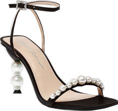 Pearl Embellished Open Toe Evening Sandals, Evening Pearl Embellished Sandals For Spring, Pearl-embellished Open Toe Sandals For Evening, Elegant Rhinestone Sandals For Holiday, Glamorous Formal Holiday Sandals, Pearl Embellished Open Toe Sandals For Evening, Elegant Sandals For Cocktail Holiday, Elegant Holiday Cocktail Sandals, Elegant Holiday Sandals With Ankle Strap