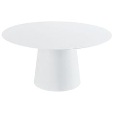 a white table with a round top on an isolated surface, viewed from the front