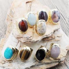 *Here is the best place to shop fashionable, stylish jewelry with premium quality and competitive price!We specialize in LARGE BULK ORDERS and can offer WHOLESALE PRICING - please ask if you have any questions. https://www.etsy.com/shop/ZhenAiaDesigns *Description: Adjustable ring, amethyst ring, natural jade ring, bohemian ring, 24K gold edge filled coral stone ring, DIY crafts *Quantity:1pcs/5pcs/10pcs/package *Material:Nickel Free Brass Plated  Size: *Quantity:1pcs/5pcs/10pcs/package *Color:O Gold Crystal Ring With Gemstone Accents, Gold Crystal Open Ring With Gemstone Accents, Gold Open Ring With Natural Stones, Gold Crystal Ring With Natural Stones, Gold Open Ring With Gemstone Accents, Gold Oval Crystal Ring With Natural Stones, Oval Gold Crystal Ring With Natural Stones, Crystal Open Ring With Natural Stones, Gold Spiritual Rings With Gemstone Accents