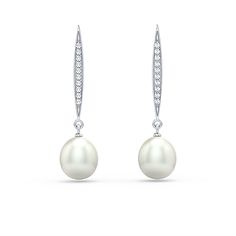 Pavé Bar Drop Pearl Earrings | Jewlr Cheap Pearl Drop Chandelier Earrings, Elegant Long Drop Linear Earrings, Elegant Linear Earrings With Ear Wire, Elegant Drop Linear Earrings, Elegant Linear Ear Wire Earrings For Formal Events, Elegant Linear Ear Wire Earrings For Formal Occasions, Elegant Linear Earrings With Ear Wire For Formal Events, Elegant Pearl Drop Linear Earrings For Evening, Modern Formal Earrings With Pearl Pendant