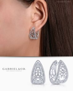 Silver Fashion Earrings EG13917SVJWS #GabrielNY #DiamondJewelry #FineJewelry #Gabriel&Co #UniqueJewelry #GiftIdeas#UniqueGifts #DiamondEarrings#SilverEarrings #Fashion Earrings Plain Silver Rings, Silver Ring Designs, Luxury Earrings, Timeless Jewelry, Simple Jewelry, Ear Jewelry, Indian Jewelry, Luxury Jewelry, Shop Earrings