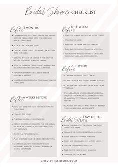 the bridal shower checklist is shown in grey and white with stripes on it