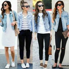 How To Wear Denim Jacket, Spring Denim Jacket, Denim Jacket Outfits, Casual Chique Stijl, Denim Jacket Outfit, Leopard Print Shoes, Denim Outfits, Mode Casual