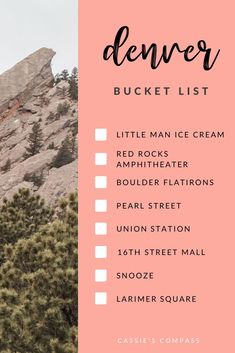 the denver bucket list with mountains in the background