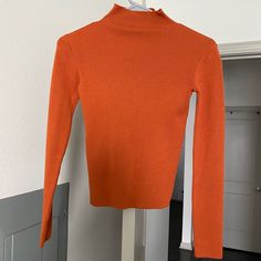 Showpo Orange Turtleneck Sweater Top - Size 4 - Never Worn Orange Fitted Trendy Sweater, Fitted Trendy Orange Sweater, Trendy Fitted Orange Sweater, Orange Winter Tops For Work, Orange Winter Workwear Tops, Fitted Orange Top For Fall, Trendy Orange Winter Tops, Fitted Orange Winter Tops, Fitted Orange Solid Color Top