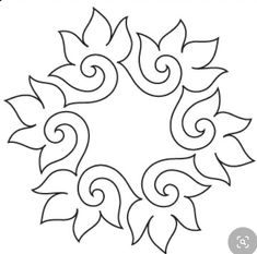 a circular design with leaves and swirls in the center, on a white background