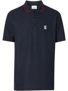 BURBERRY BURBERRY ICON STRIPE PLACKET COTTON PIQUÉ POLO SHIRT - BLAU. #burberry #cloth Designer Cotton Polo Shirt With Embroidered Logo, Luxury Short Sleeve Polo Shirt With Embroidered Logo, Luxury Blue Polo Shirt With Embroidered Logo, Classic Blue Polo Shirt With Embroidered Logo, Evander Holyfield, Burberry Polo Shirt, Blue Clothes, Polo Shirt Style, Fyodor Dostoevsky