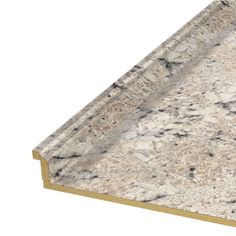 an image of a marble counter top with gold trimming on the edge and bottom