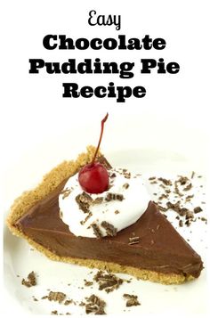 a slice of chocolate pudding pie on a plate