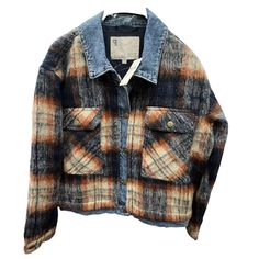 Anthropologie- Pilcro Denim Jacket Plaid Denim Mix Jacket Wool Like Plaid Design . Nwt . All Sizes Comes With Tags . New Condition Size - Various If Interested Message Me For Pics Or Measurements . Denim Shacket For Winter Workwear, Fall Dark Wash Shacket With Button Closure, Dark Wash Shacket With Button Closure For Fall, Dark Wash Button Closure Shacket For Fall, Fall Shacket With Patch Pockets In Medium Wash, Winter Denim Blue Shacket, Fall Denim Shacket With Patch Pockets, Fall Medium Wash Shacket, Fall Denim Outerwear In Brown