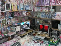 a room filled with lots of anime memorabilia