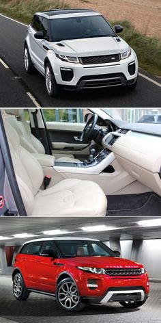 two different shots of the interior and exterior of a car