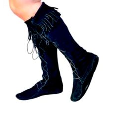 These Minnetonka Moccasin Boots Are A Must-Have For Any Fashion-Forward Woman. The Knee-High Black Suede Boots Feature A Unique Fringe Front Lace-Up Design That Adds A Touch Of Bohemian Chic To Any Outfit. The Round Toe Shape And Flat Heel Height Make Them Comfortable For All-Day Wear, While The Solid Pattern And Moccasin Style Keep Them On-Trend. These Boots Are Perfect For Any Occasion, Whether You're Dressing Up Or Keeping It Casual. The Suede Upper Material And Fabric Insole Material Provide Both Comfort And Durability. The Boots Come In A Us Shoe Size 8 And Are Suitable For Women. Give Your Wardrobe A Stylish Update With These Minnetonka Moccasin Boots. Perfect Traditional Black Boots With Leather Sole, Black Suede Moccasins For Fall, Leather Sole Lace-up Boots For Festival, Lace-up Boots With Leather Sole For Festival, Festival Suede Boots, Festival Lace-up Boots With Leather Sole, Traditional Black Boots For Fall, Traditional Black Fall Boots, Traditional Suede Boots With Round Toe