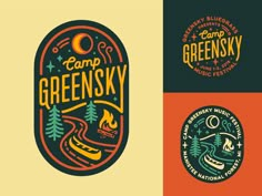 four different logos for camp greensky