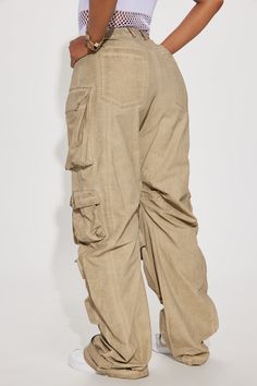 Available In Khaki. Cargo Pant High Rise Button & Zip Closure Wide Leg Oversized Fit Non Stretch Distressed Wash Effect Windbreaker Fabric 65% Cotton 35% Nylon Imported | Talk It Up Oversized Distressed Washed Cargo Pant in Khaki size Small by Fashion Nova Khaki Wide-leg Cargo Bottoms, Full-length Khaki Parachute Pants With Cargo Pockets, Khaki Wide-leg Parachute Pants With Patch Pockets, Khaki Full-length Parachute Pants With Hip Pockets, Khaki Wide-leg Cargo Pants With Elastic Waistband, Women Talk, Khaki Fashion, Promotional Events, Cargo Pant