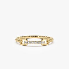 Both casual wear and formal events call for this magnificent 14k gold rope braid stack ring. This ring's distinctive style combines a rope braid pattern with glittering micro pave diamonds to create a priceless and chic piece of jewelry. This stack ring can be worn alone or with other rings to create a unique look, thanks to its delicate and fashionable design. This beautiful jewelry item was expertly handcrafted with attention to detail and made a stunning addition to any collection. ▶Item Details * Made to Order * Gold Kt: 14K (also available in 18K) * Available Gold Colors: Rose Gold, Yellow Gold, White Gold * Round Diamond: 7 Pcs 1.3 MM * Diamond Color & Clarity: G Color SI Clarity * Diamond Ctw: 0.07 ctw * Ready to Ship in 3-10 Business Days ▶ See more of our Diamond Rings here - http Luxury Rose Gold Bag For Formal Occasions, Xmas Wishlist, Wishlist 2024, Statement Rings Diamond, Rope Braid, Gold Armband, Stack Ring, Pave Diamond Ring, Jewellery Gold